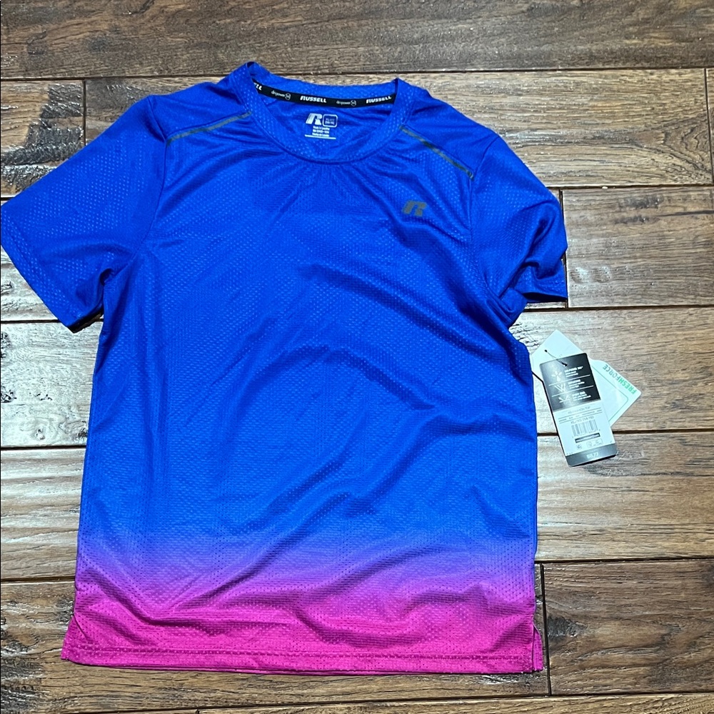 NWT Russell kids athletic tshirt blue and Pink XL 14-16